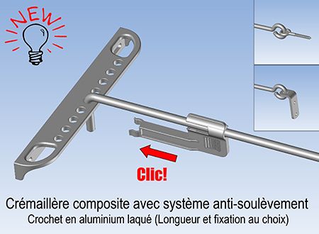 Crémaillère composite avec système anti-soulèvement 